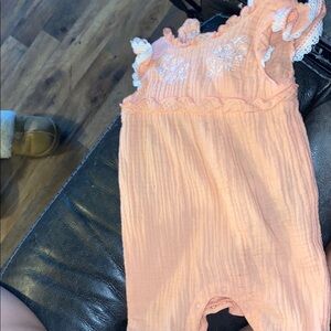 Cat & Jack Peach One Piece with White Embroidery